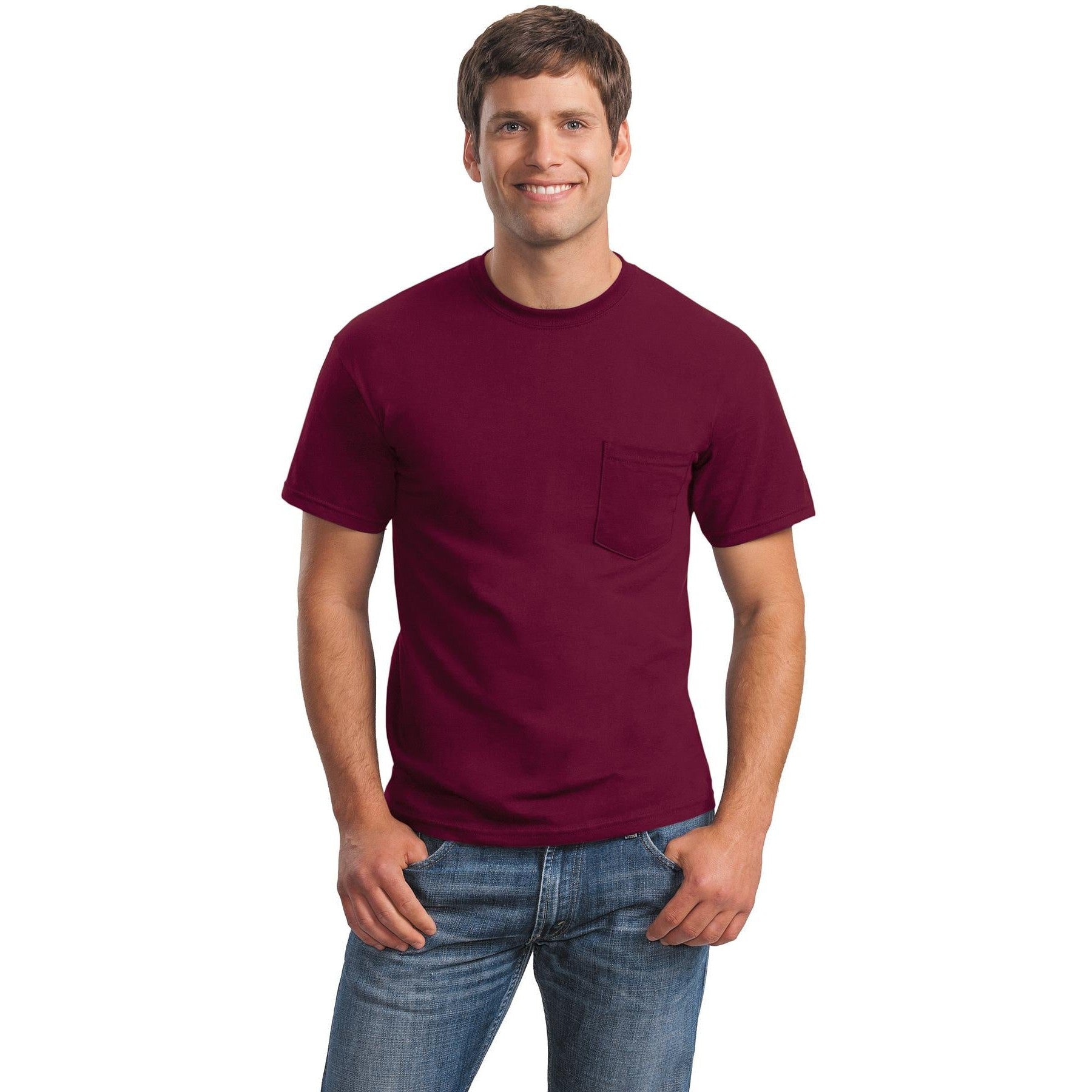 no-logo CLOSEOUT - Gildan Ultra Cotton 100% US Cotton T-Shirt with Pocket-Gildan-Maroon-M-Thread Logic