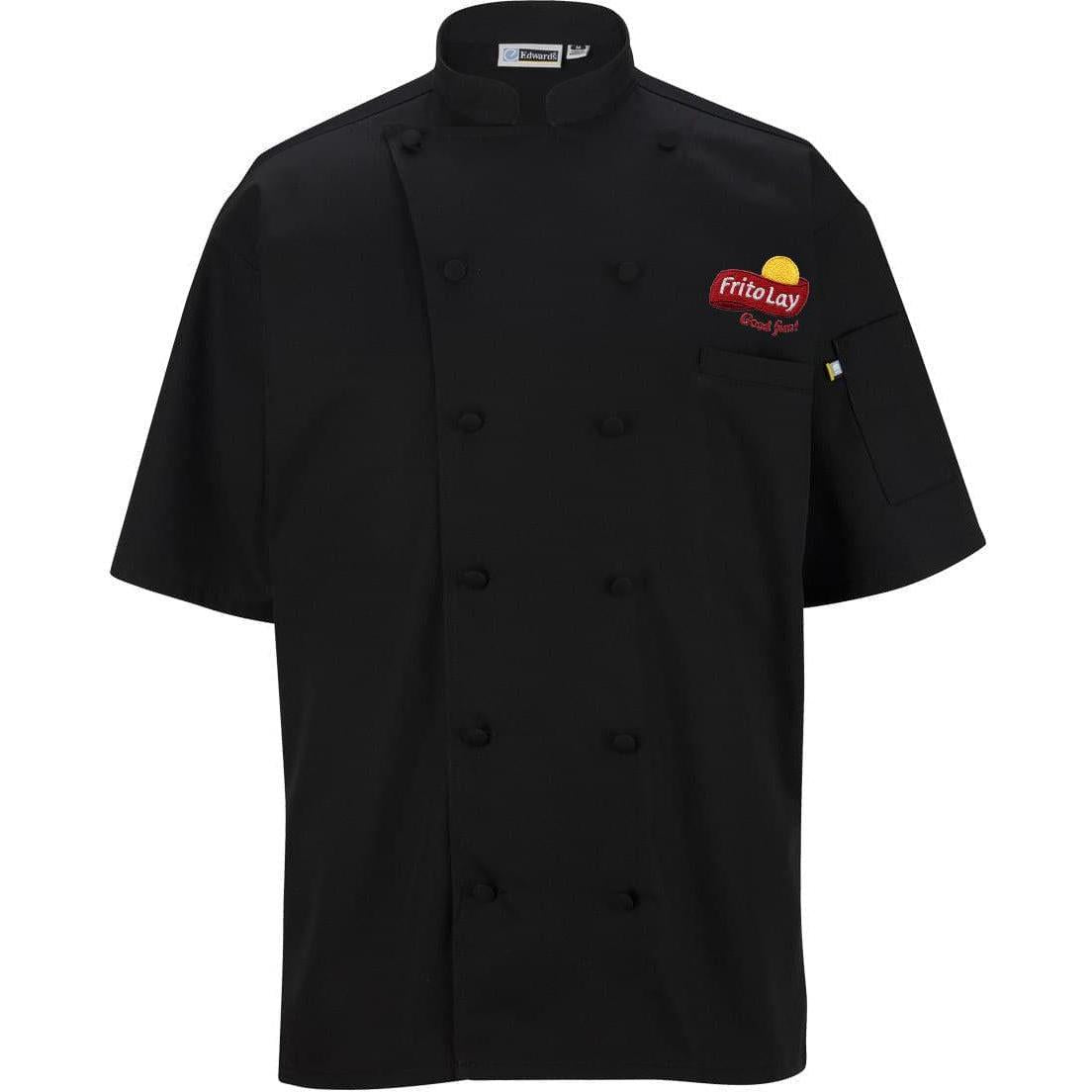 no-logo Edwards 12 Button Short Sleeve Chef Coat with Mesh-Men's Chef Coats-Edwards-Thread Logic