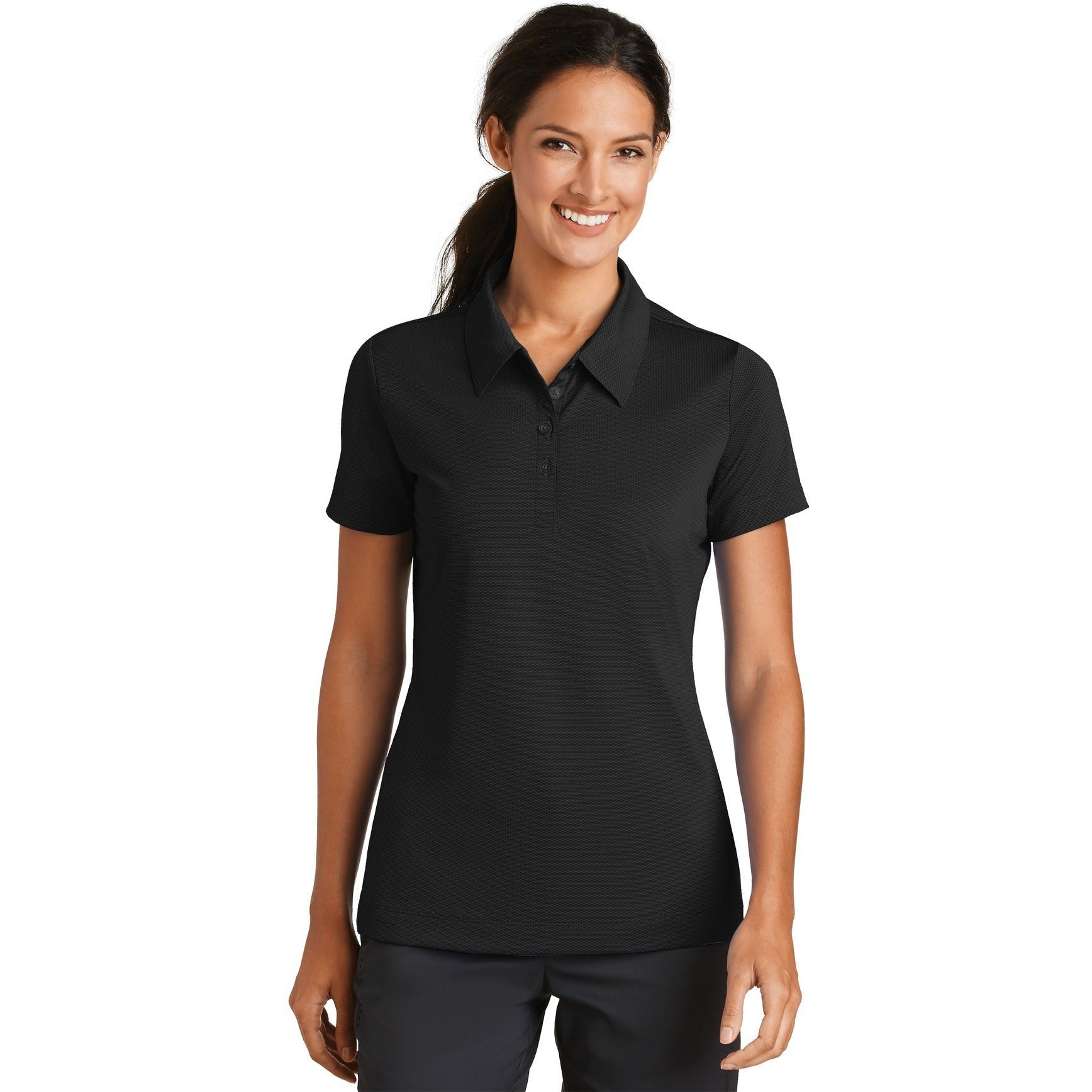 no-logo CLOSEOUT - Ladies Nike Sphere Dry Diamond Polo-Nike-Black-S-Thread Logic
