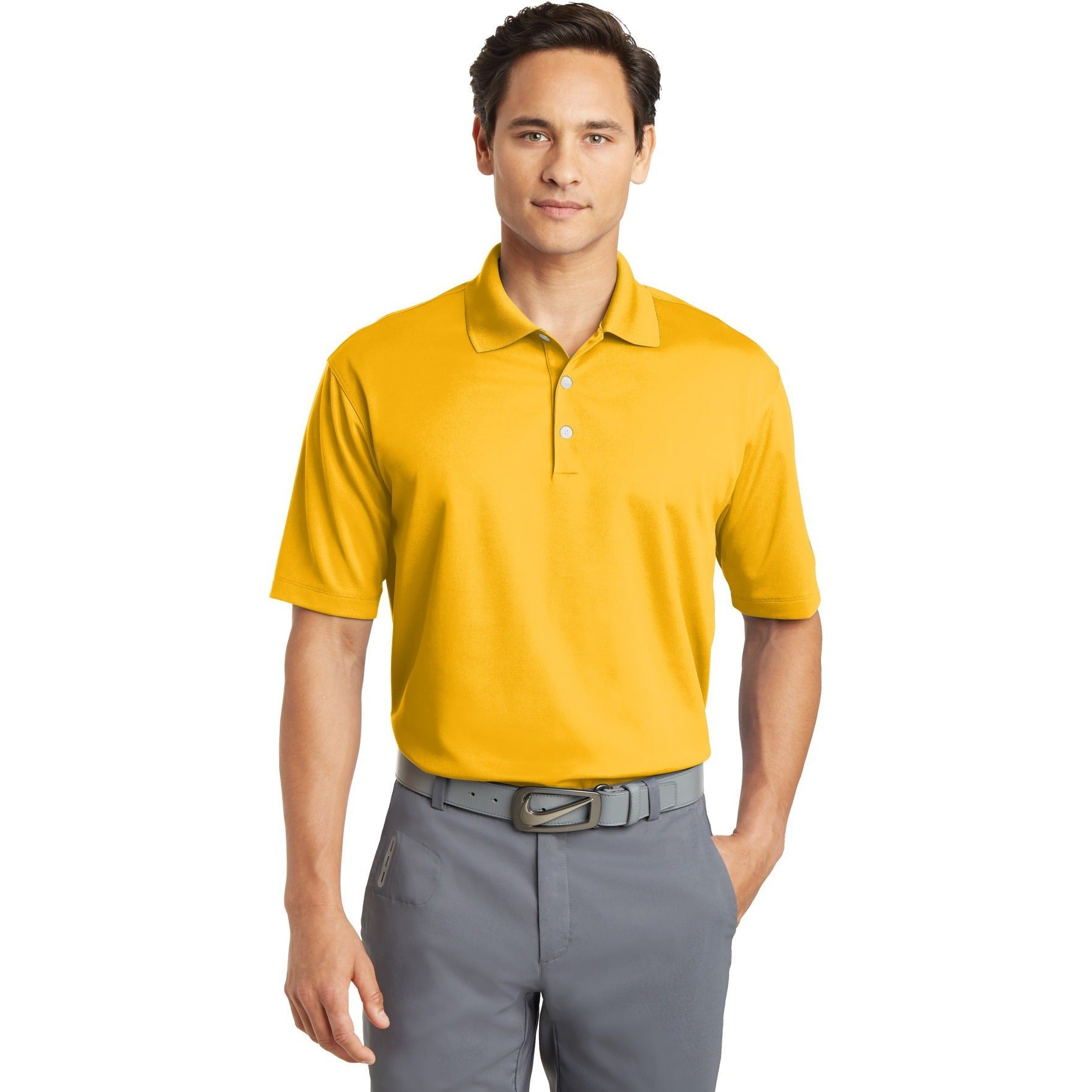 no-logo CLOSEOUT - Nike Dri-FIT Micro Pique Polo-Nike-University Gold-S-Thread Logic