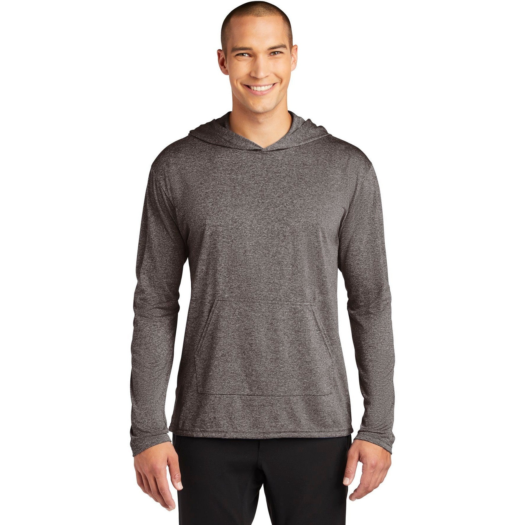 no-logo CLOSEOUT - Gildan Performance Core Hooded T-Shirt-Gildan-Heather Sport Black-S-Thread Logic