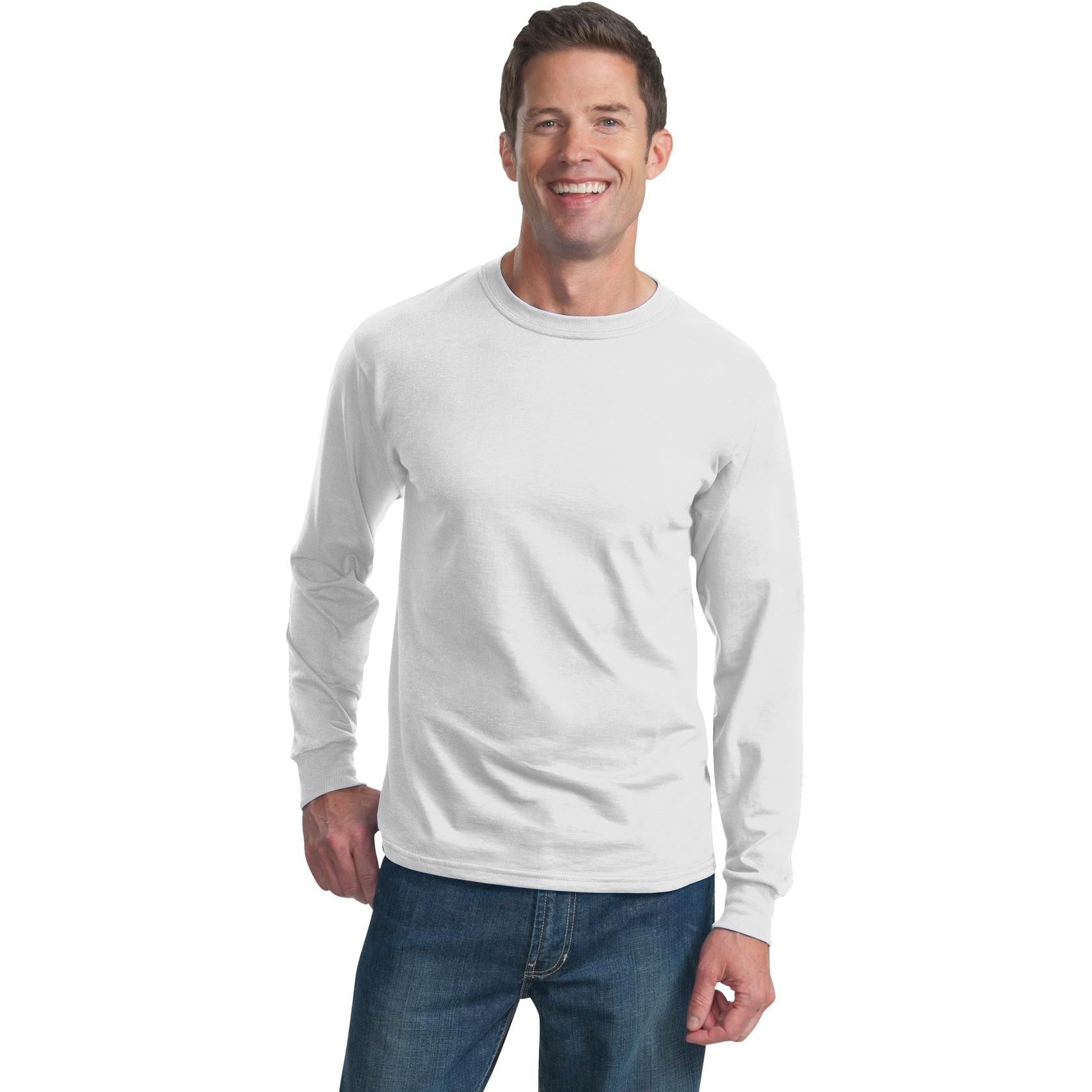 no-logo CLOSEOUT - Fruit of the Loom HD Cotton 100% Cotton Long Sleeve T-Shirt-Fruit of the Loom-White-2XL-Thread Logic