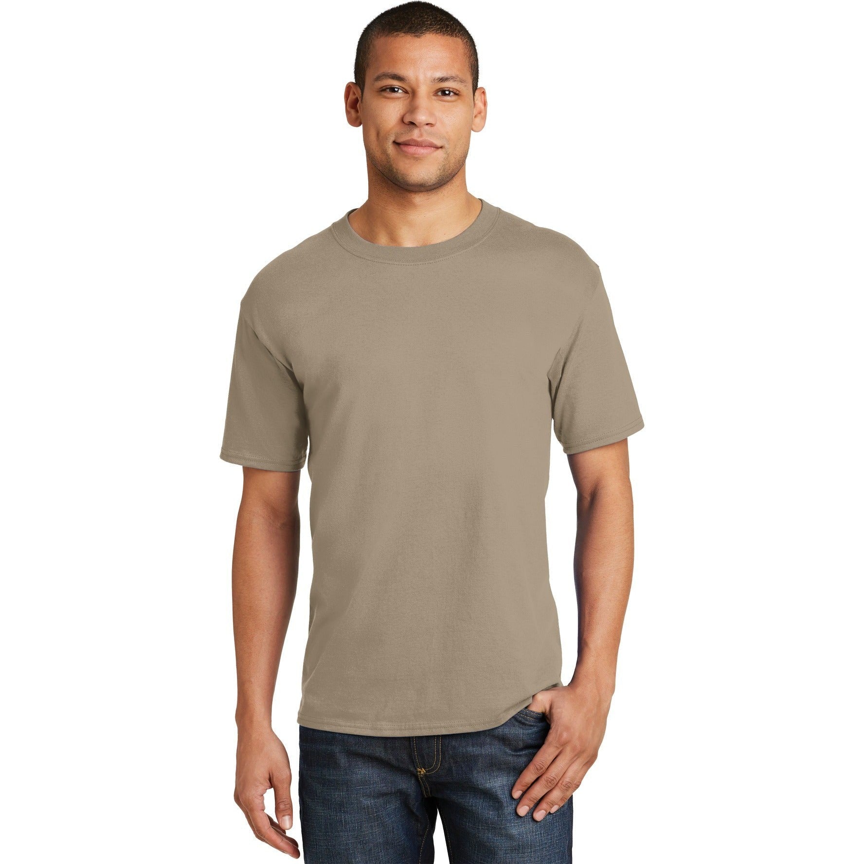 no-logo CLOSEOUT - Hanes Beefy-T 100% Cotton T-Shirt-Hanes-Pebble-S-Thread Logic