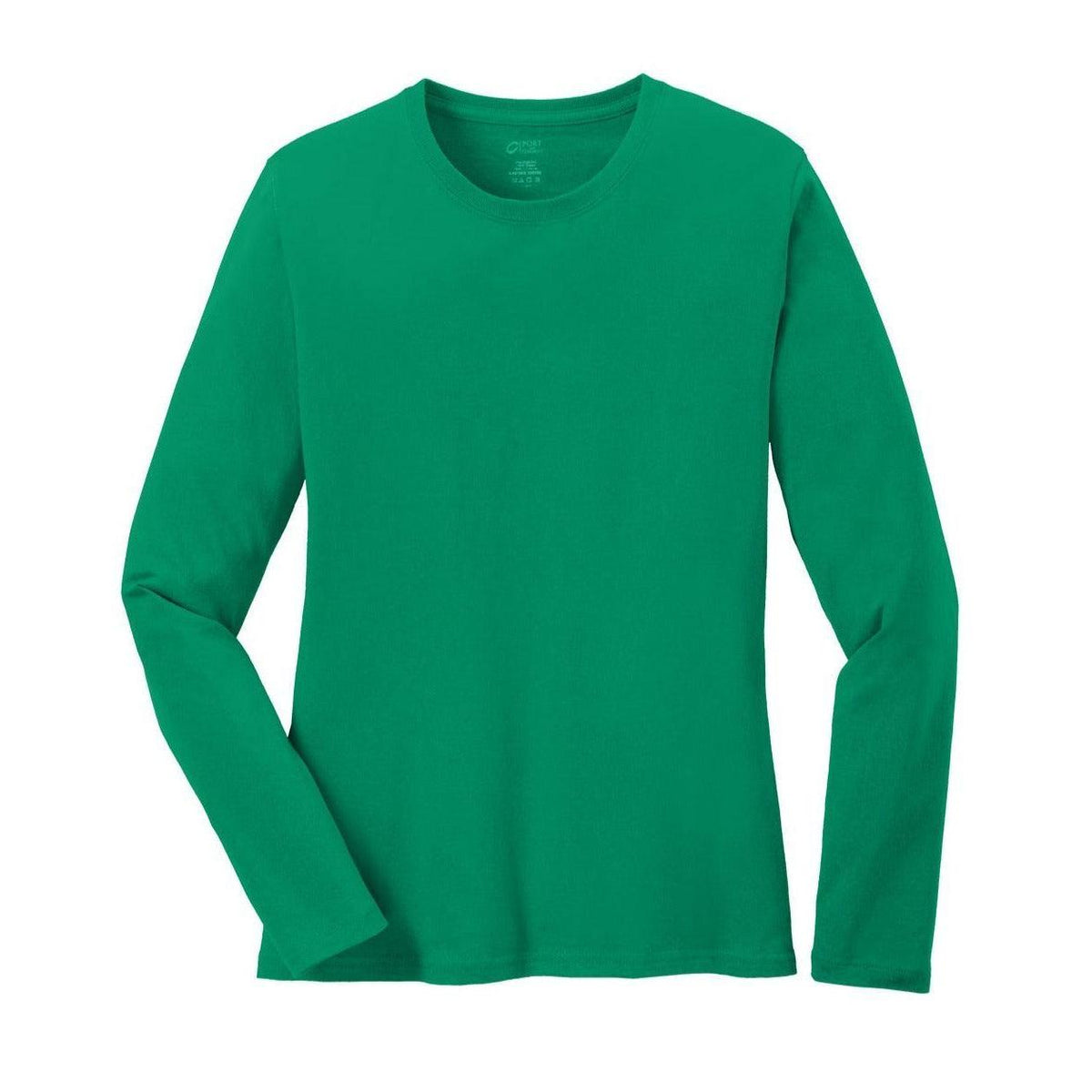 no-logo Port & Company Women's Long Sleeve Cotton T-Shirt-Regular-Port & Company-Kelly-XS-Thread Logic