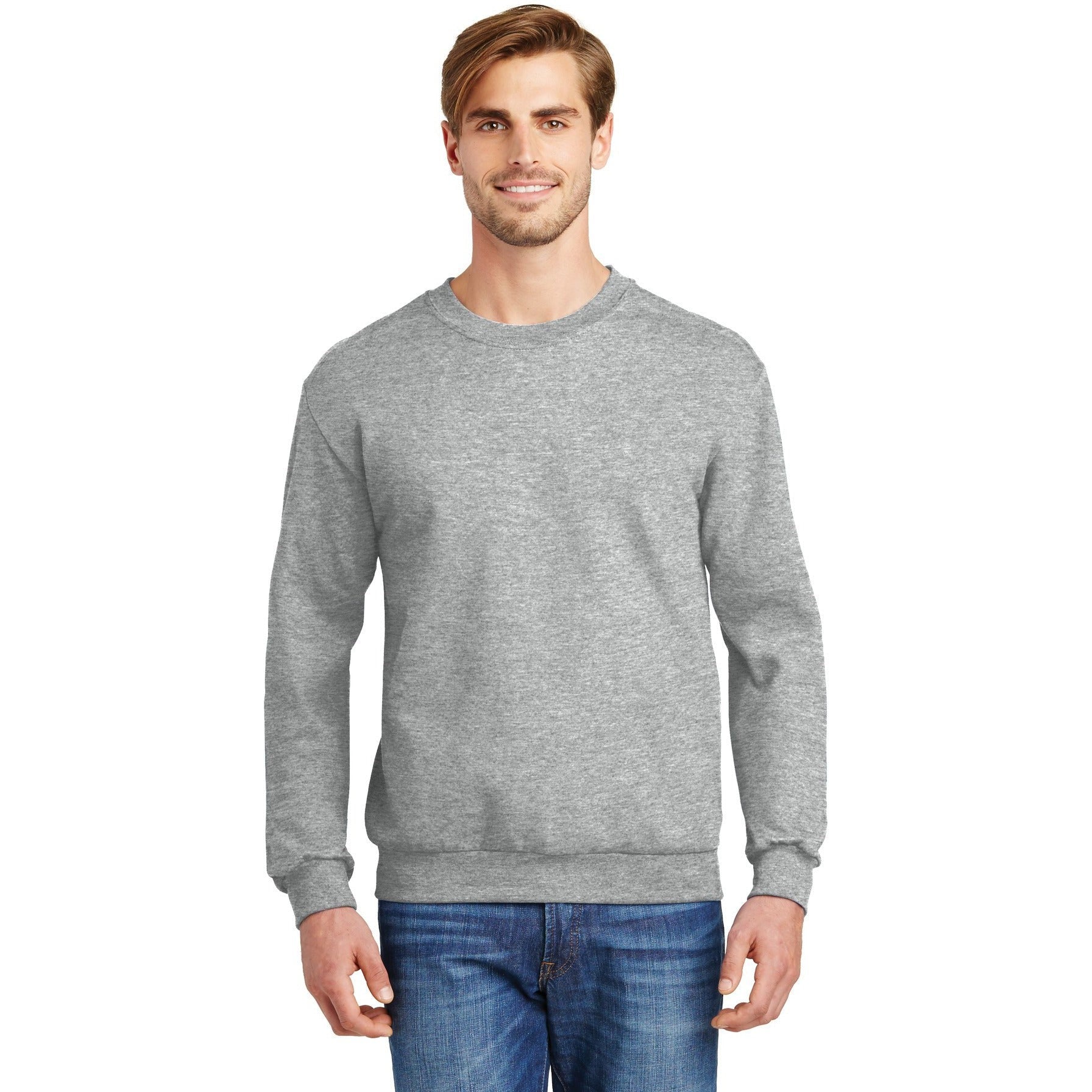 no-logo CLOSEOUT - Anvil Crewneck Sweatshirt-Anvil-Heather Grey-M-Thread Logic