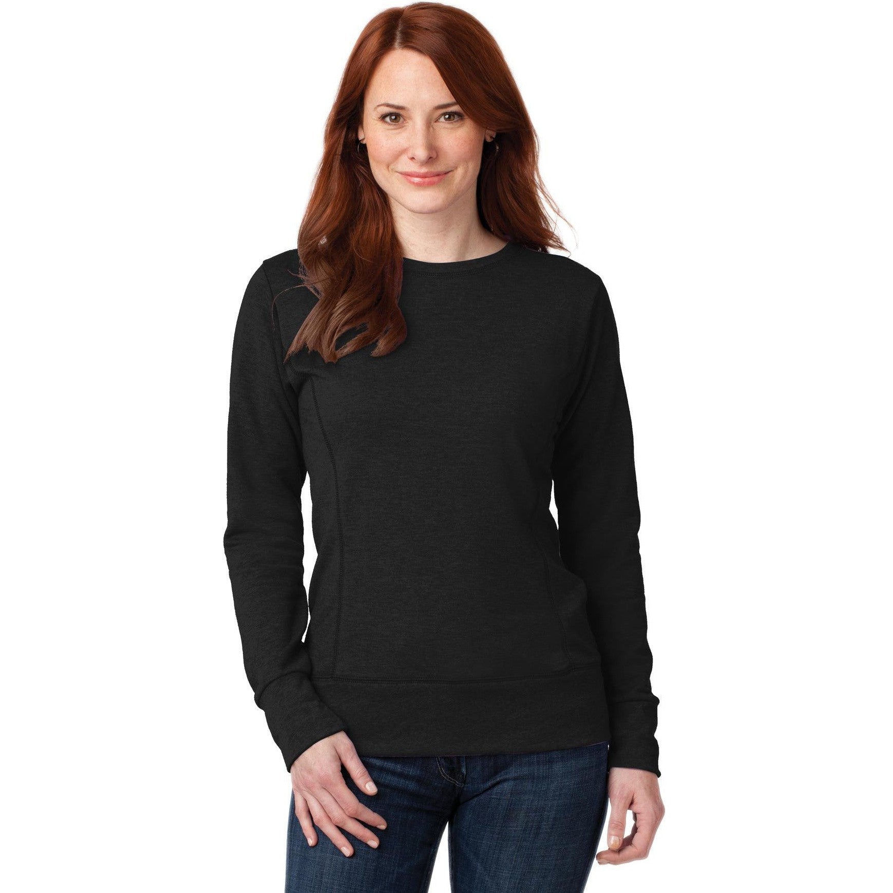 no-logo CLOSEOUT - Anvil Ladies French Terry Crewneck Sweatshirt-Anvil-Black-XL-Thread Logic