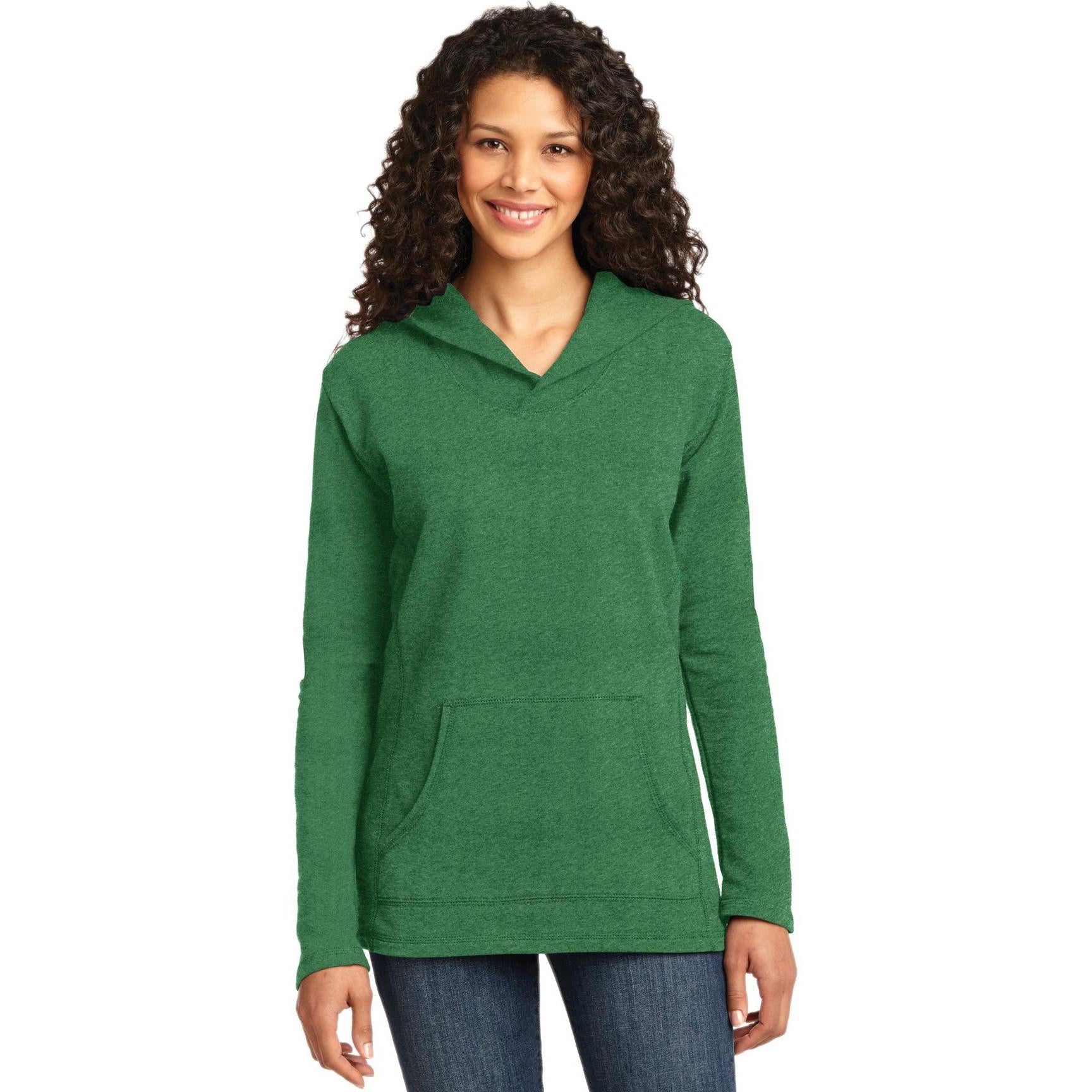 no-logo CLOSEOUT - Anvil Ladies French Terry Pullover Hooded Sweatshirt-Anvil-Heather Green-S-Thread Logic