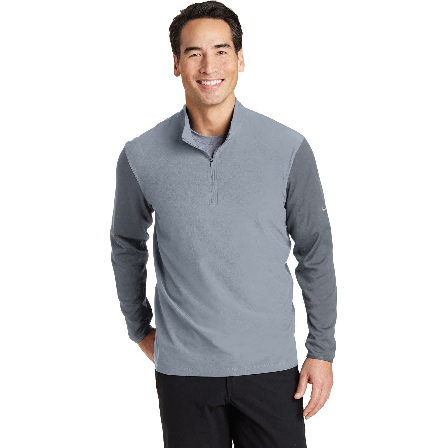 no-logo CLOSEOUT - Nike Dri-FIT Fabric Mix 1/2-Zip Cover-Up-Nike-Cool Grey/Dark Grey-XS-Thread Logic