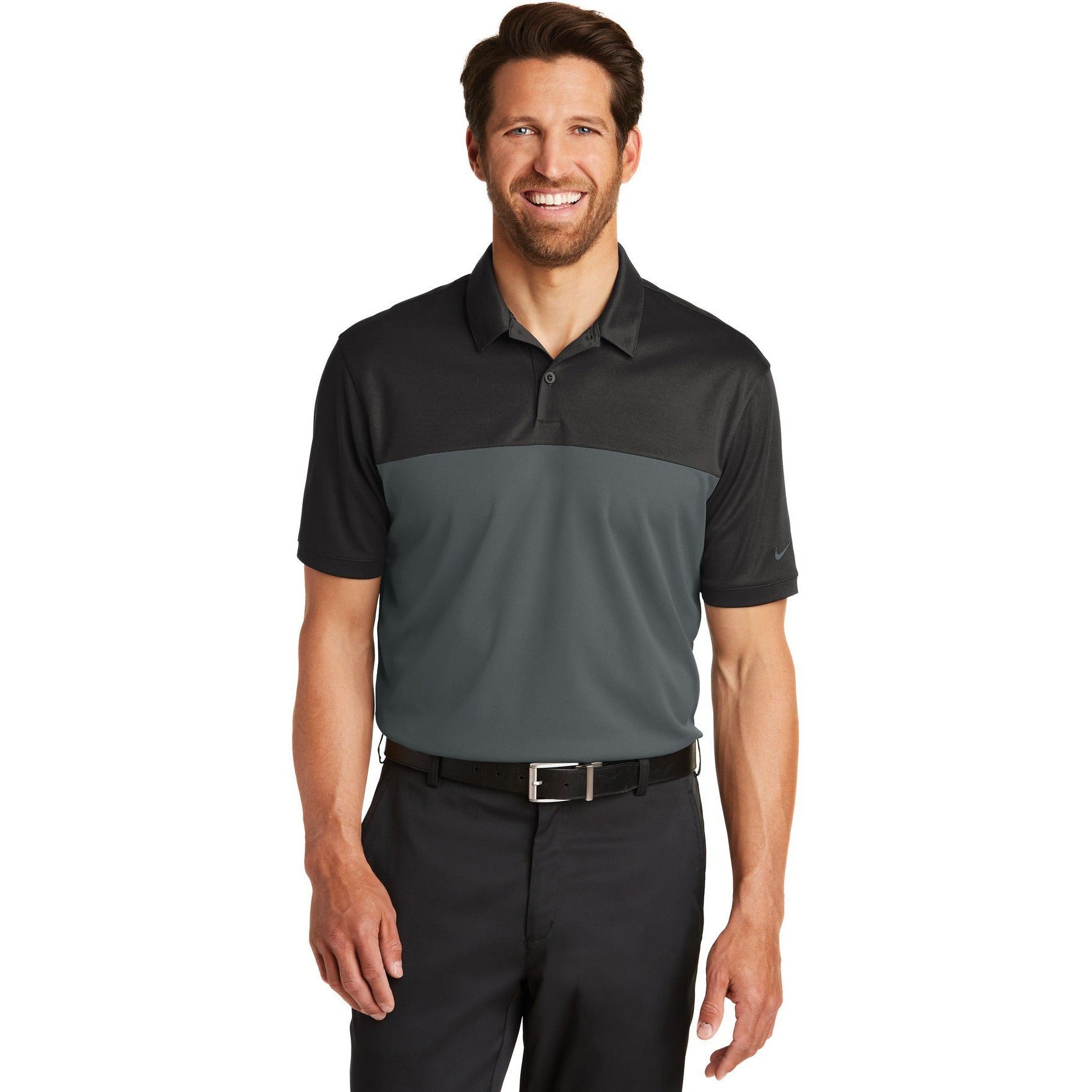 no-logo CLOSEOUT - Nike Dri-FIT Colorblock Micro Pique Polo-Nike-Black/Anthracite-S-Thread Logic