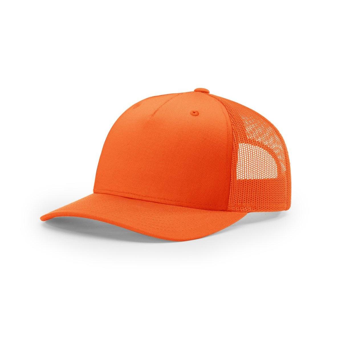 no-logo Richardson Blaze Orange Five Panel Trucker-Richardson-Blaze Orange Mesh Back-OSFM-Thread Logic
