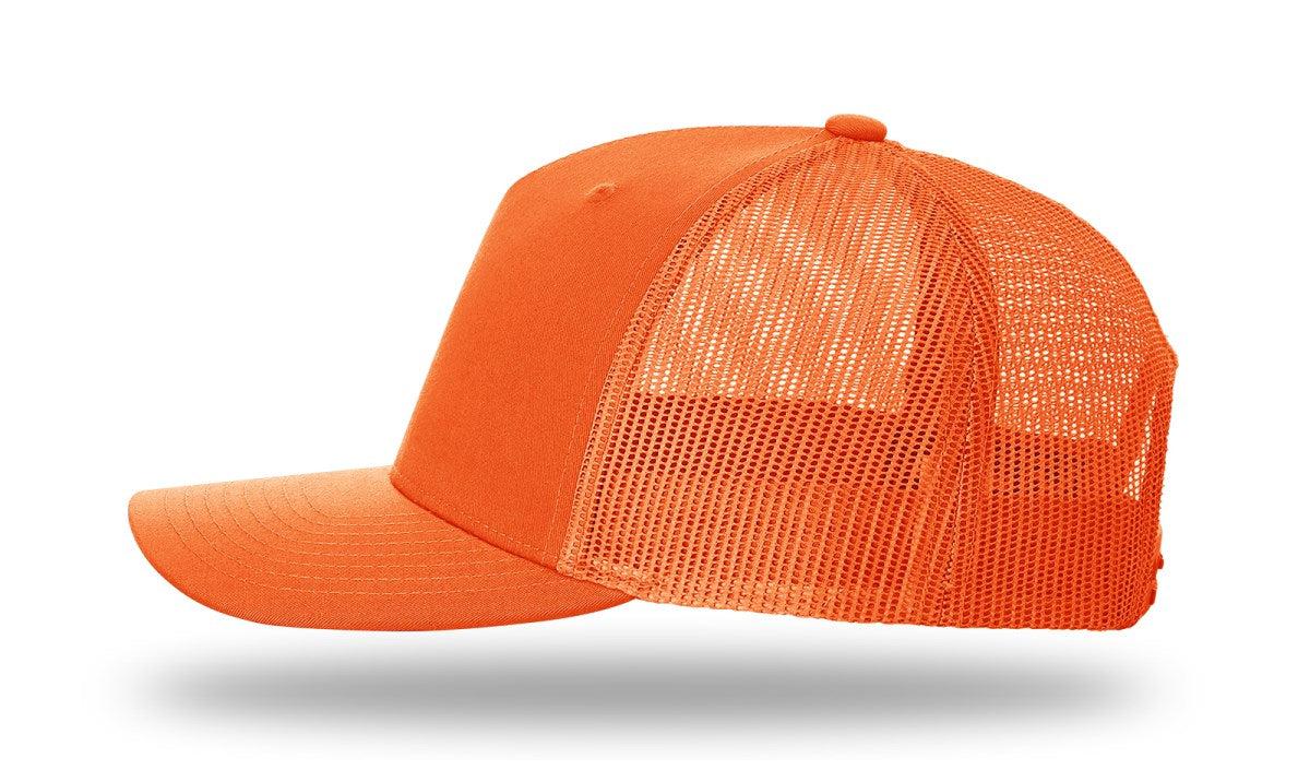 no-logo Richardson Blaze Orange Five Panel Trucker-Richardson-Blaze Orange Mesh Back-OSFM-Thread Logic
