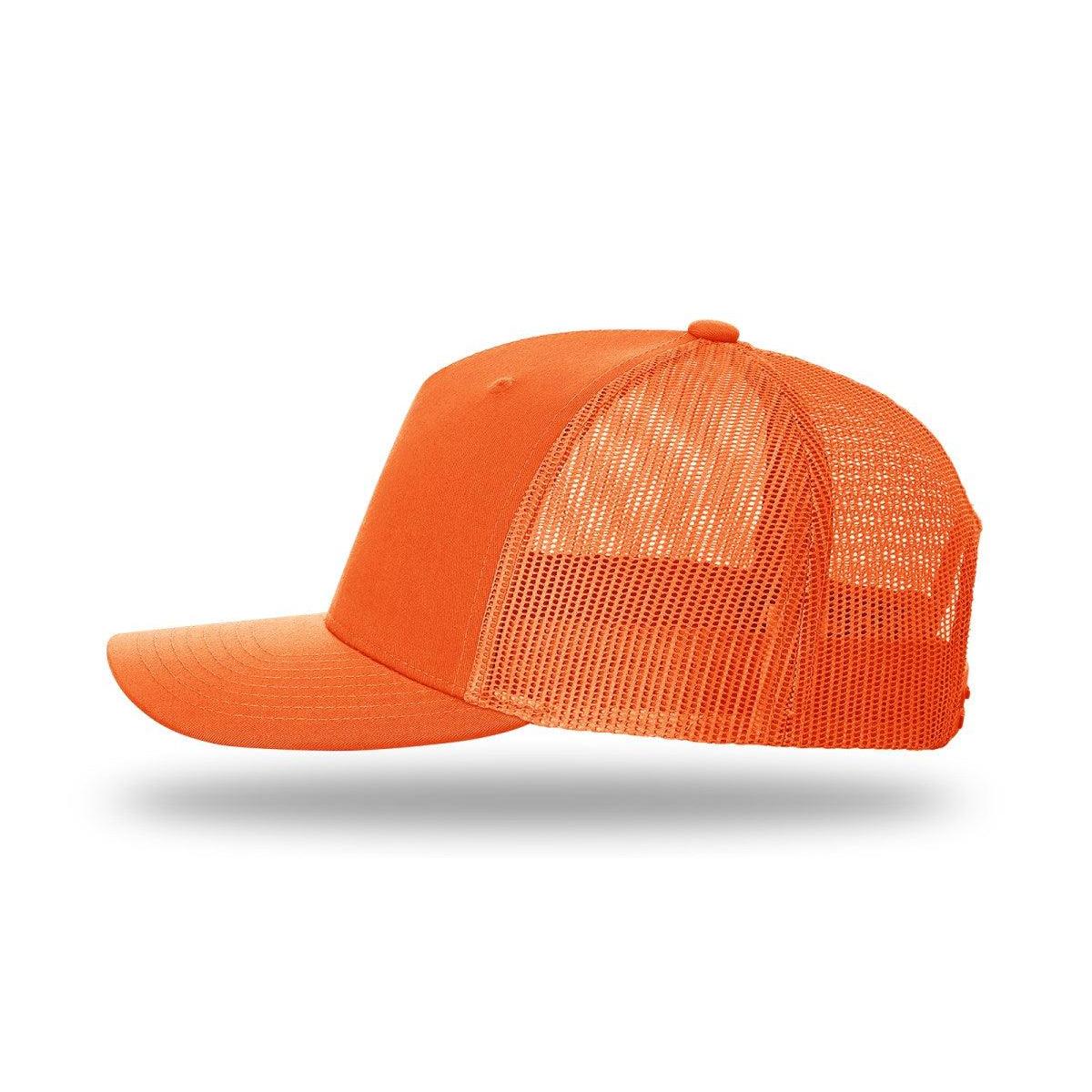 no-logo Richardson Blaze Orange Five Panel Trucker-Richardson-Blaze Orange Mesh Back-OSFM-Thread Logic