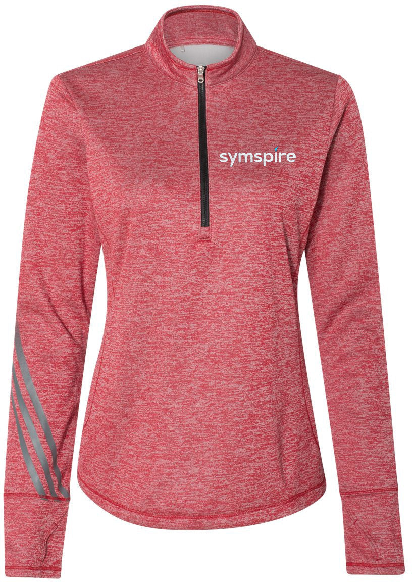 no-logo Adidas Ladies Brushed Terry Heathered QuarterZip Pullover-Ladies Layering-Adidas-Thread Logic