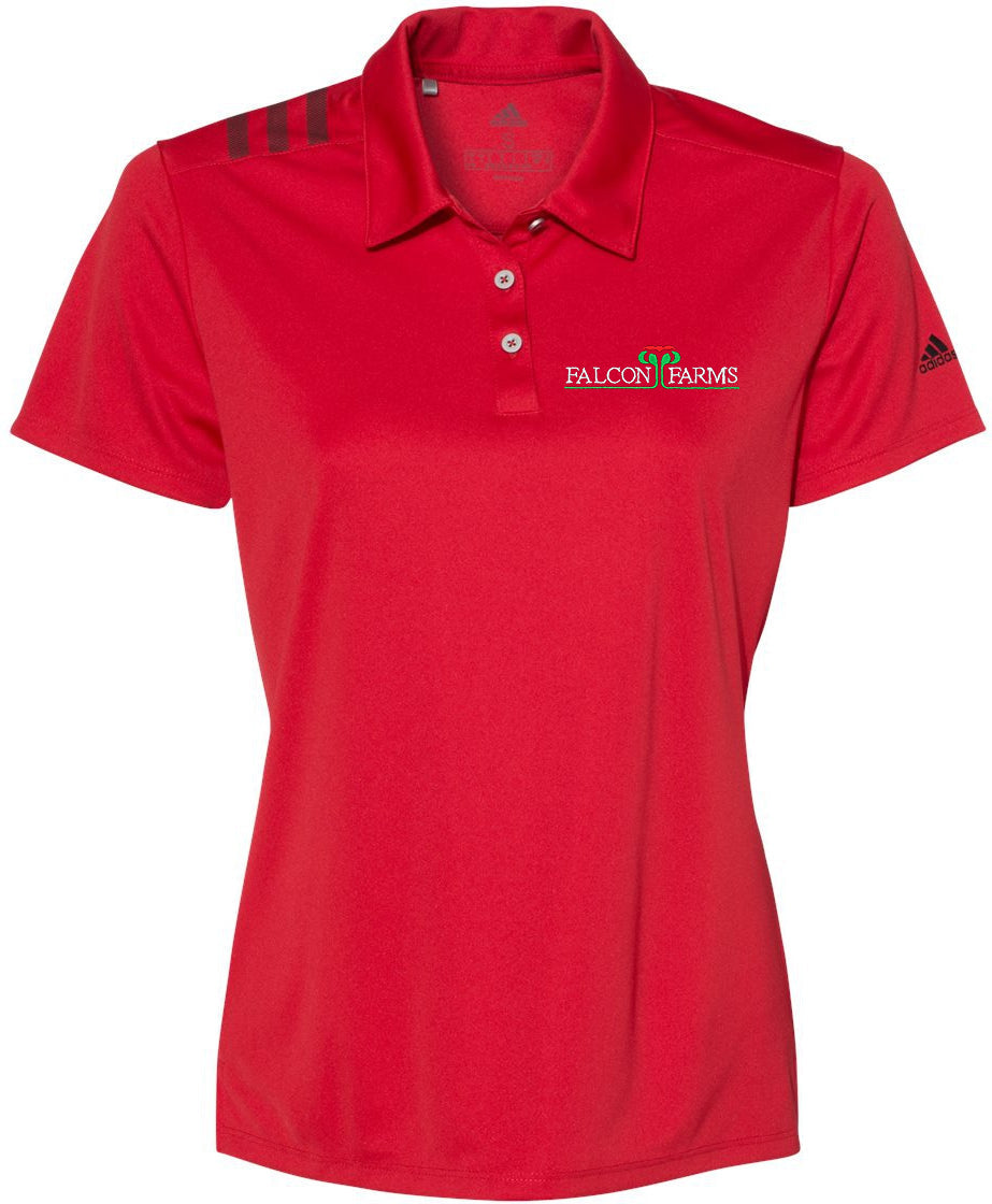 no-logo Adidas Ladies 3-Stripes Shoulder Polo-Ladies Polos-Adidas-Thread Logic