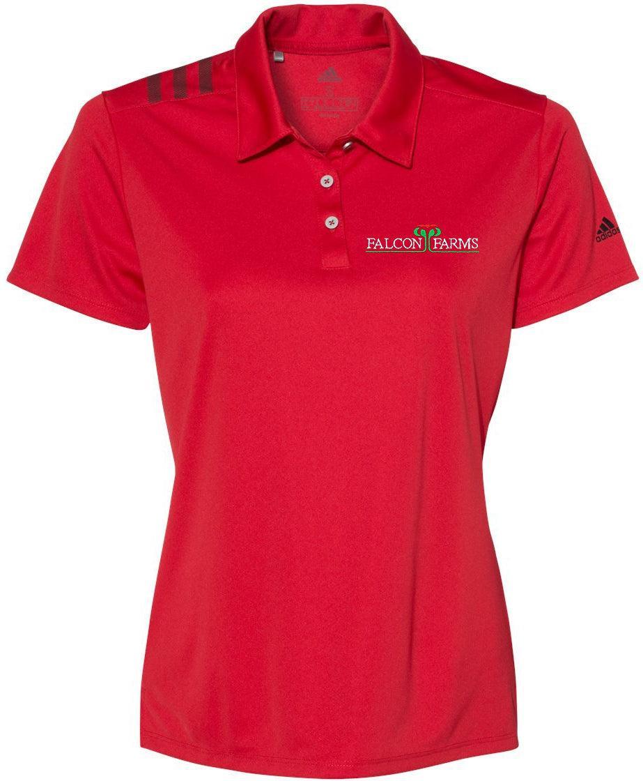 no-logo Adidas Ladies 3-Stripes Shoulder Polo-Ladies Polos-Adidas-Thread Logic