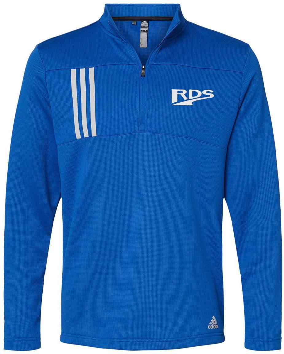 no-logo Adidas 3-Stripes Double Knit Quarter-Zip Pullover-Men's Layering-Adidas-Thread Logic