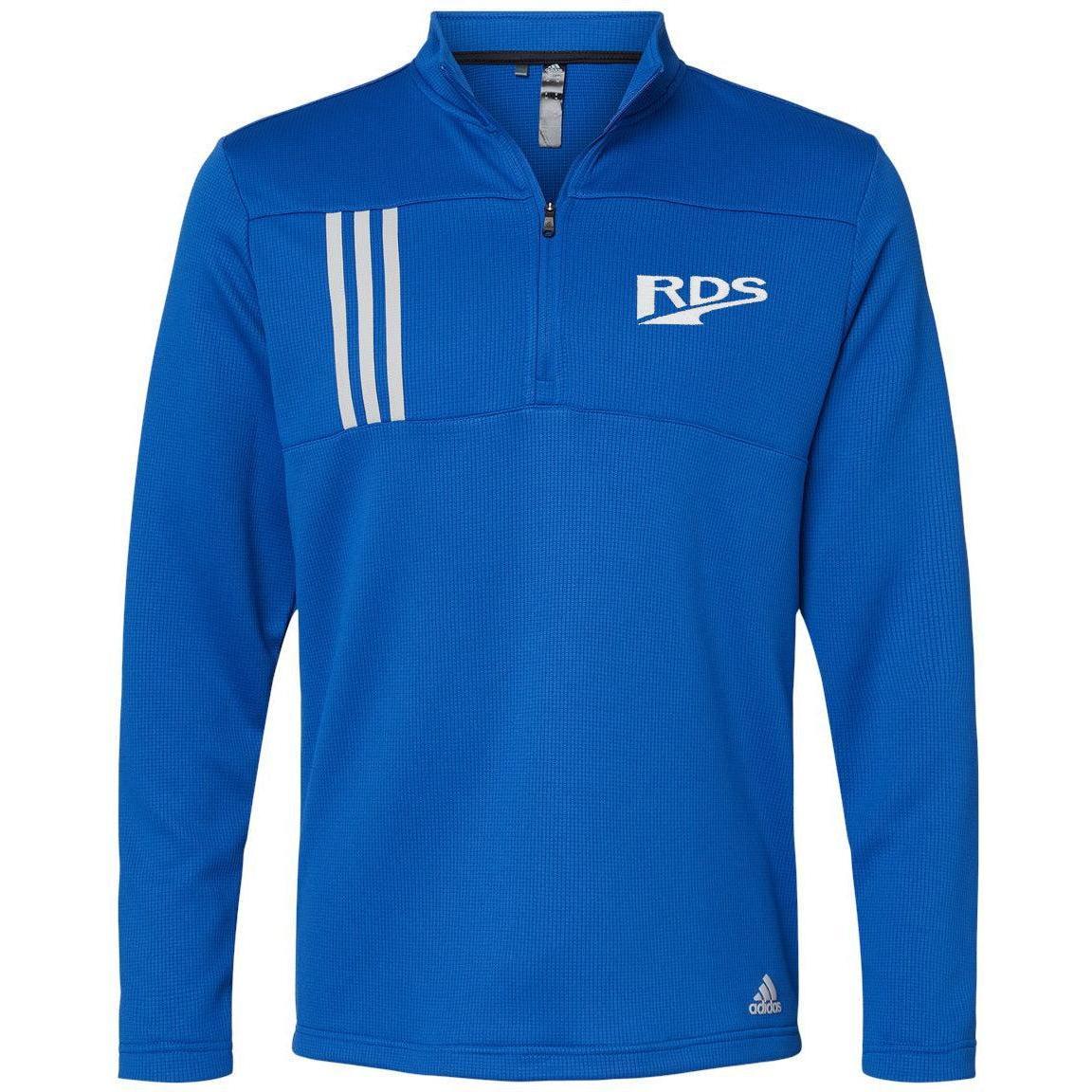 no-logo Adidas 3-Stripes Double Knit Quarter-Zip Pullover-Men's Layering-Adidas-Thread Logic