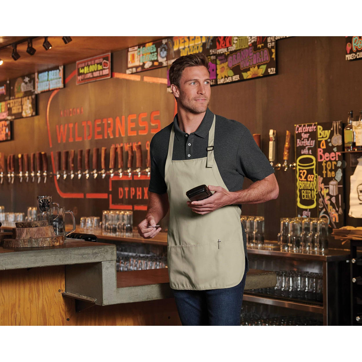 no-logo Port Authority Mid-Length Apron with Teflon Coating-Regular-Port Authority-Thread Logic