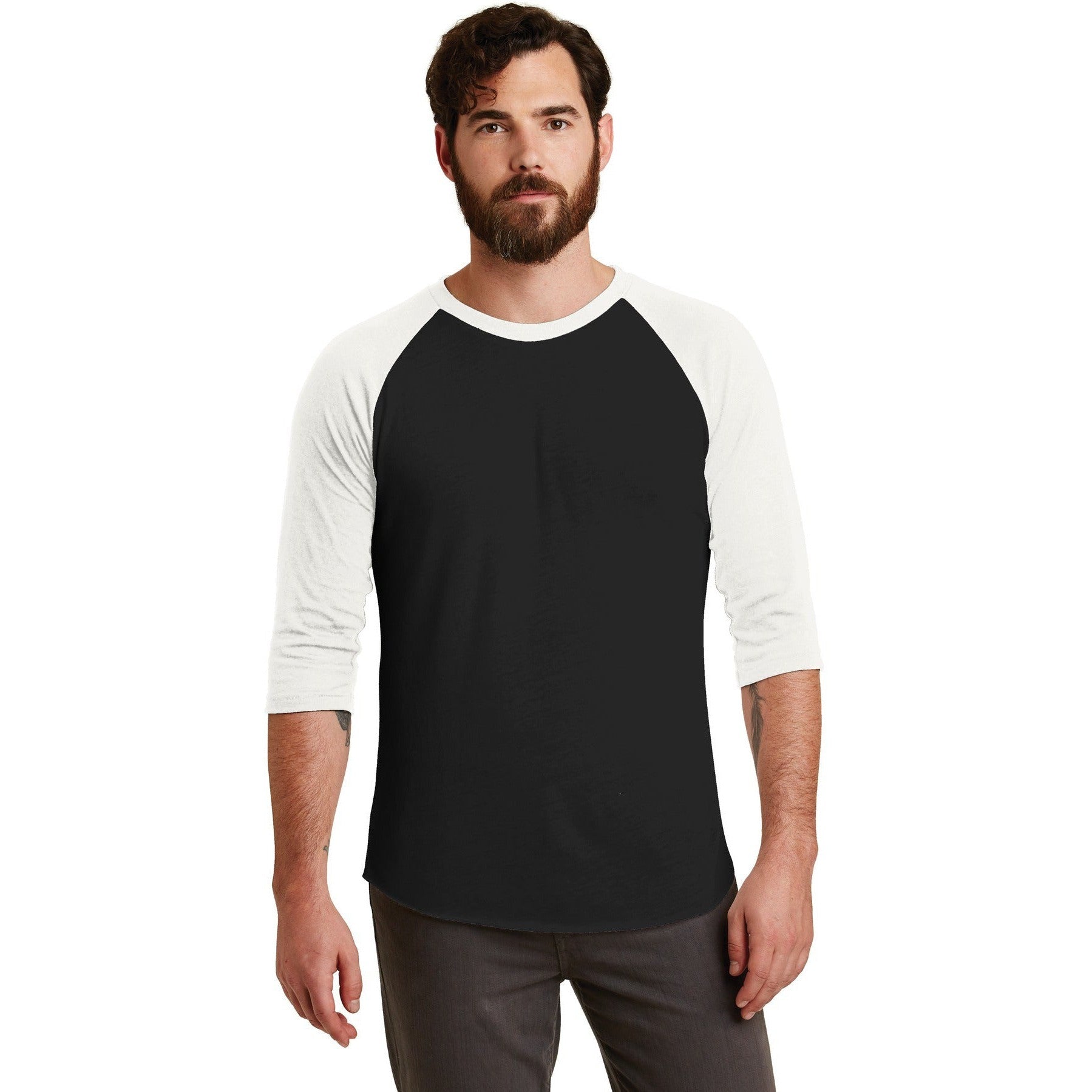 no-logo CLOSEOUT - Alternative Eco-Jersey Baseball T-Shirt-Alternative-Eco True Black/Eco Ivory-M-Thread Logic