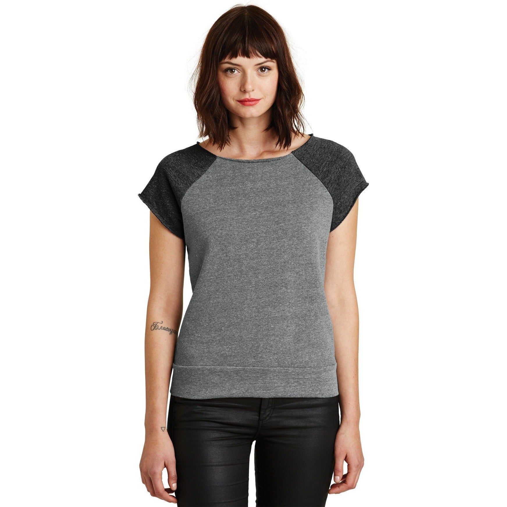no-logo CLOSEOUT - Alternative Women's Rehearsal Short Sleeve Pullover Sweatshirt-Alternative-Eco Grey/Eco Black-L-Thread Logic