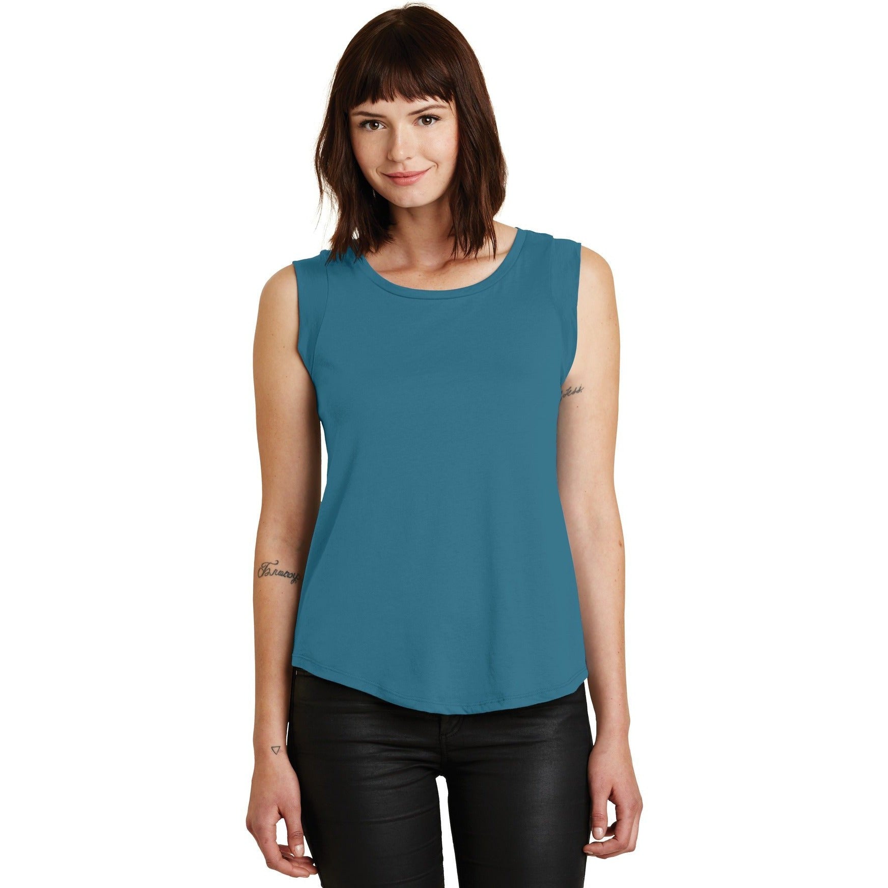 no-logo CLOSEOUT - Alternative Women's Cap Sleeve Satin Jersey Crew T-Shirt-Alternative-Peacock-M-Thread Logic