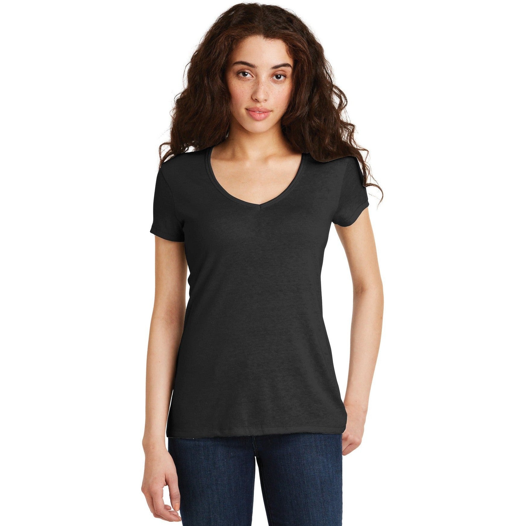 no-logo CLOSEOUT - Alternative Women's The Keepsake V-Neck Vintage 50/50 Tee-Alternative-Black-L-Thread Logic