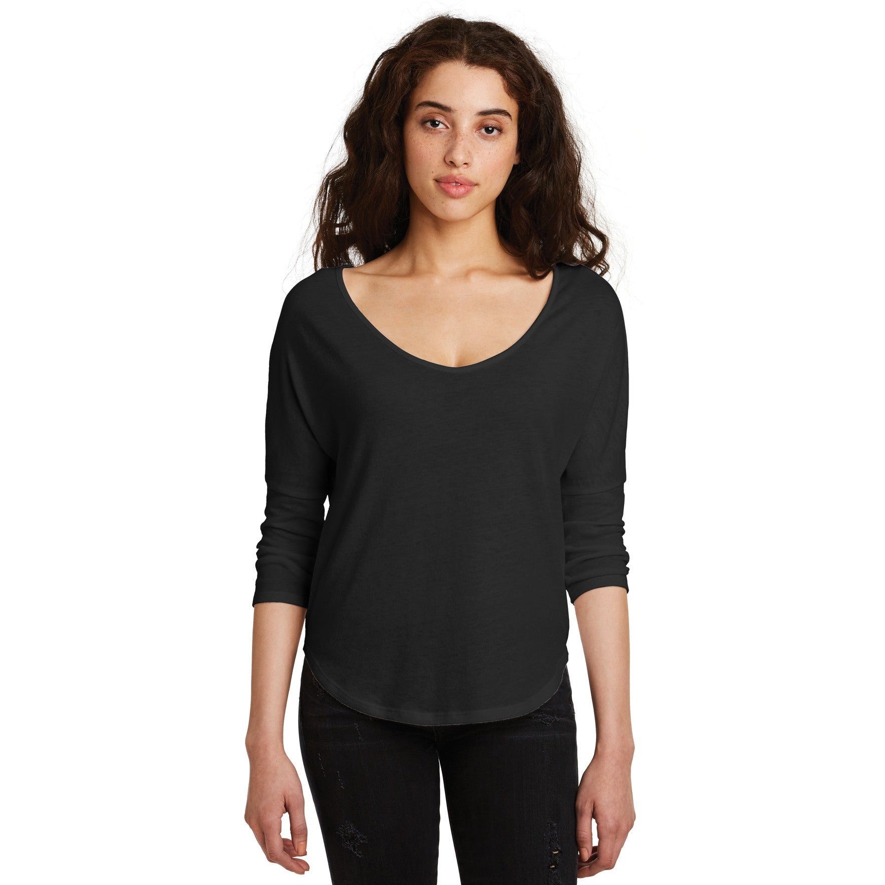 no-logo CLOSEOUT - Alternative Women's The Curveball Vintage 50/50 Tee-Alternative-Black-L-Thread Logic