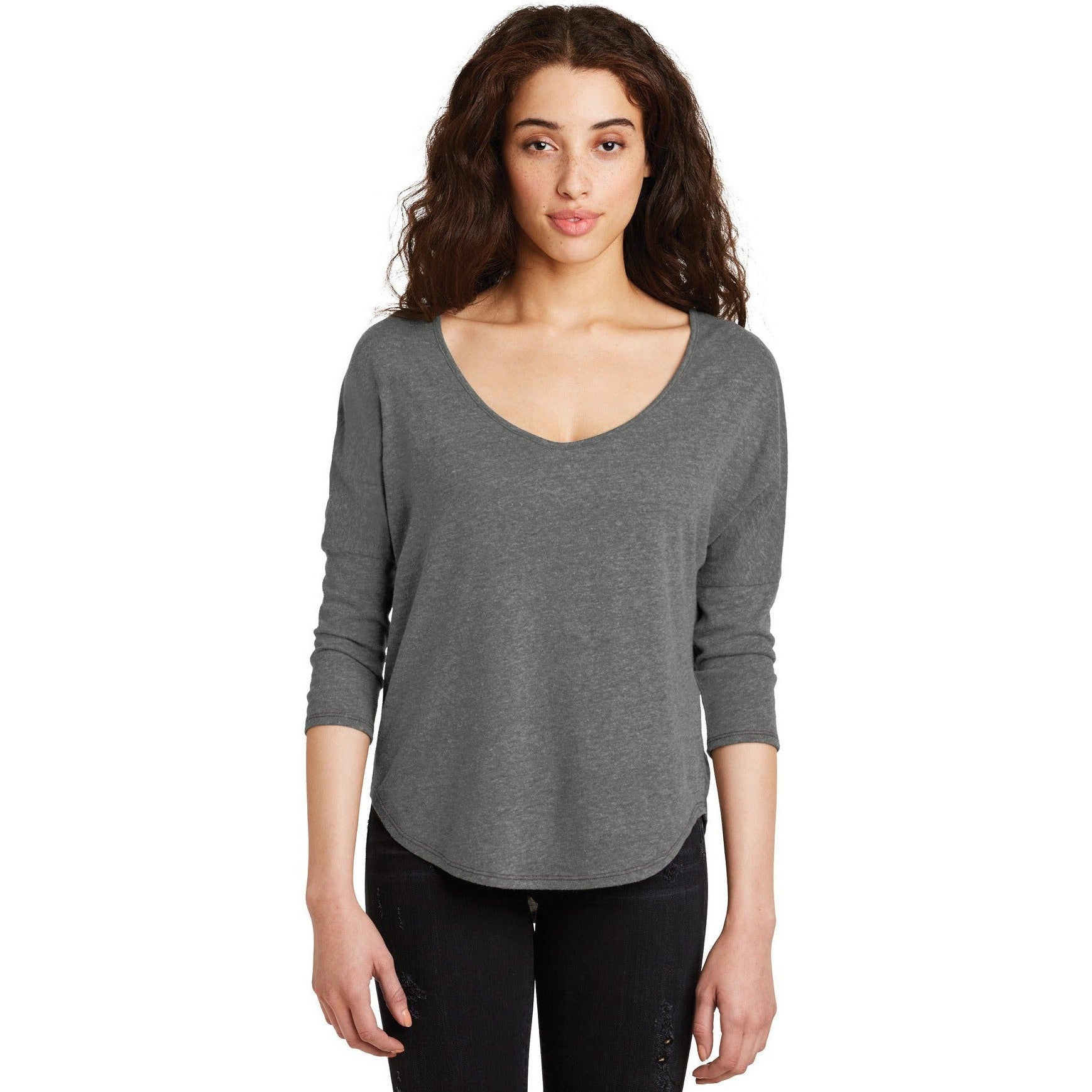 no-logo CLOSEOUT - Alternative Women's The Curveball Vintage 50/50 Tee-Alternative-Vintage Coal-L-Thread Logic