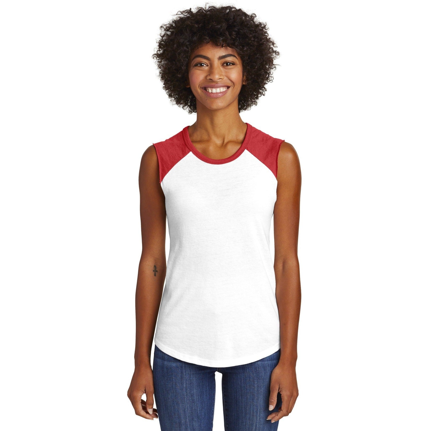 no-logo CLOSEOUT - Alternative Women's Team Player Vintage 50/50 Tee AA5104-Alternative-White/Red-L-Thread Logic