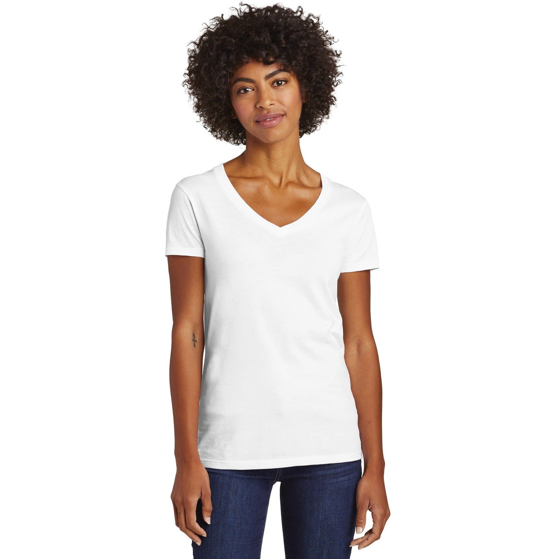 no-logo CLOSEOUT - Alternative Women's Runaway Blended Jersey V-Neck Tee-Alternative-White-XL-Thread Logic