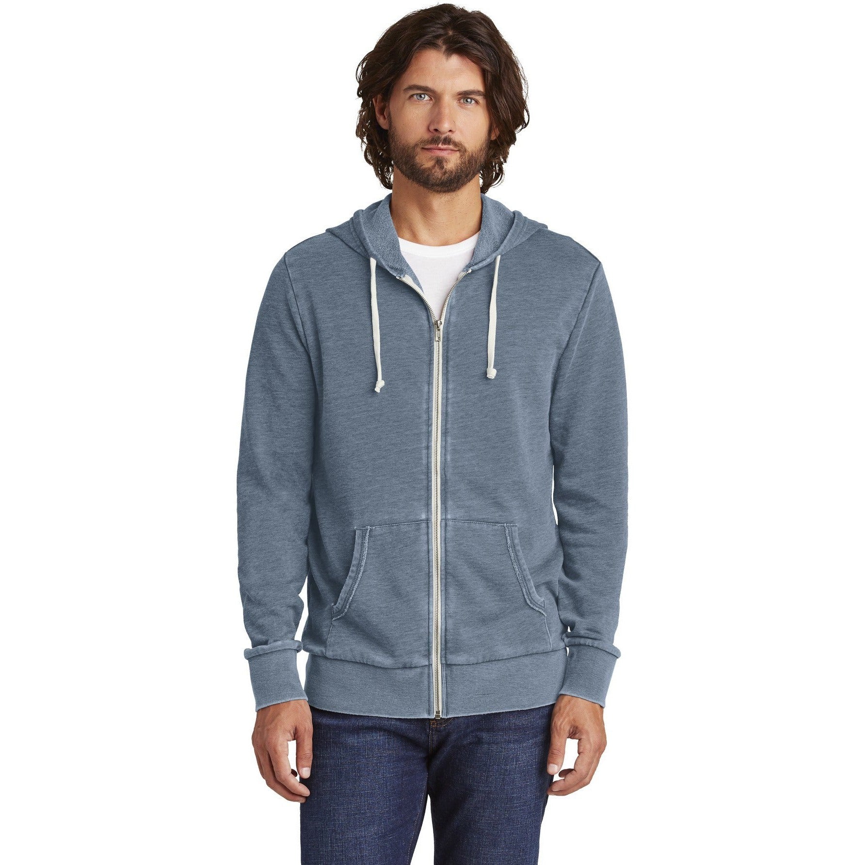 no-logo CLOSEOUT - Alternative Burnout Laid-Back Zip Hoodie-Alternative-Dark Navy-L-Thread Logic