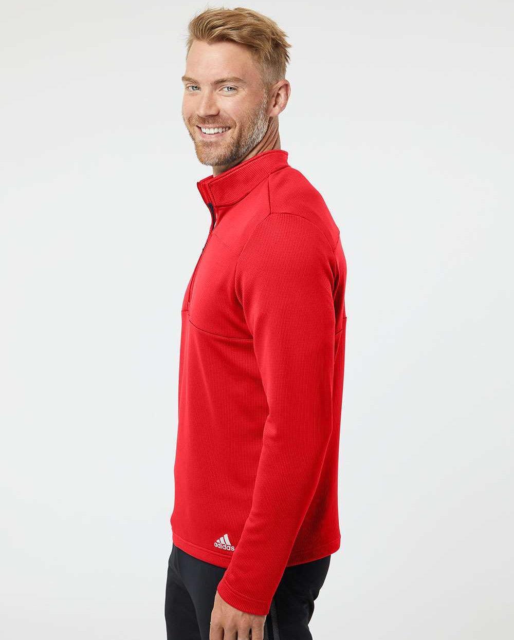 no-logo Adidas 3-Stripes Double Knit Quarter-Zip Pullover-Men's Layering-Adidas-Thread Logic
