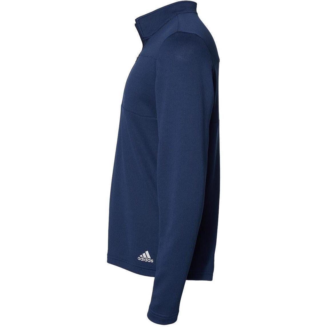 no-logo Adidas 3-Stripes Double Knit Quarter-Zip Pullover-Men's Layering-Adidas-Thread Logic