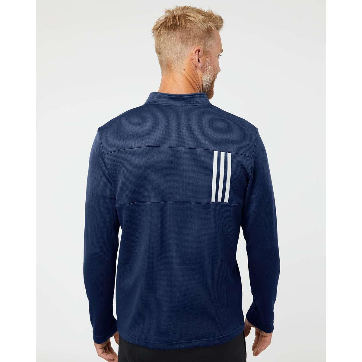 no-logo Adidas 3-Stripes Double Knit Quarter-Zip Pullover-Men's Layering-Adidas-Thread Logic