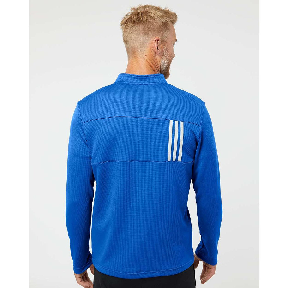 no-logo Adidas 3-Stripes Double Knit Quarter-Zip Pullover-Men's Layering-Adidas-Thread Logic