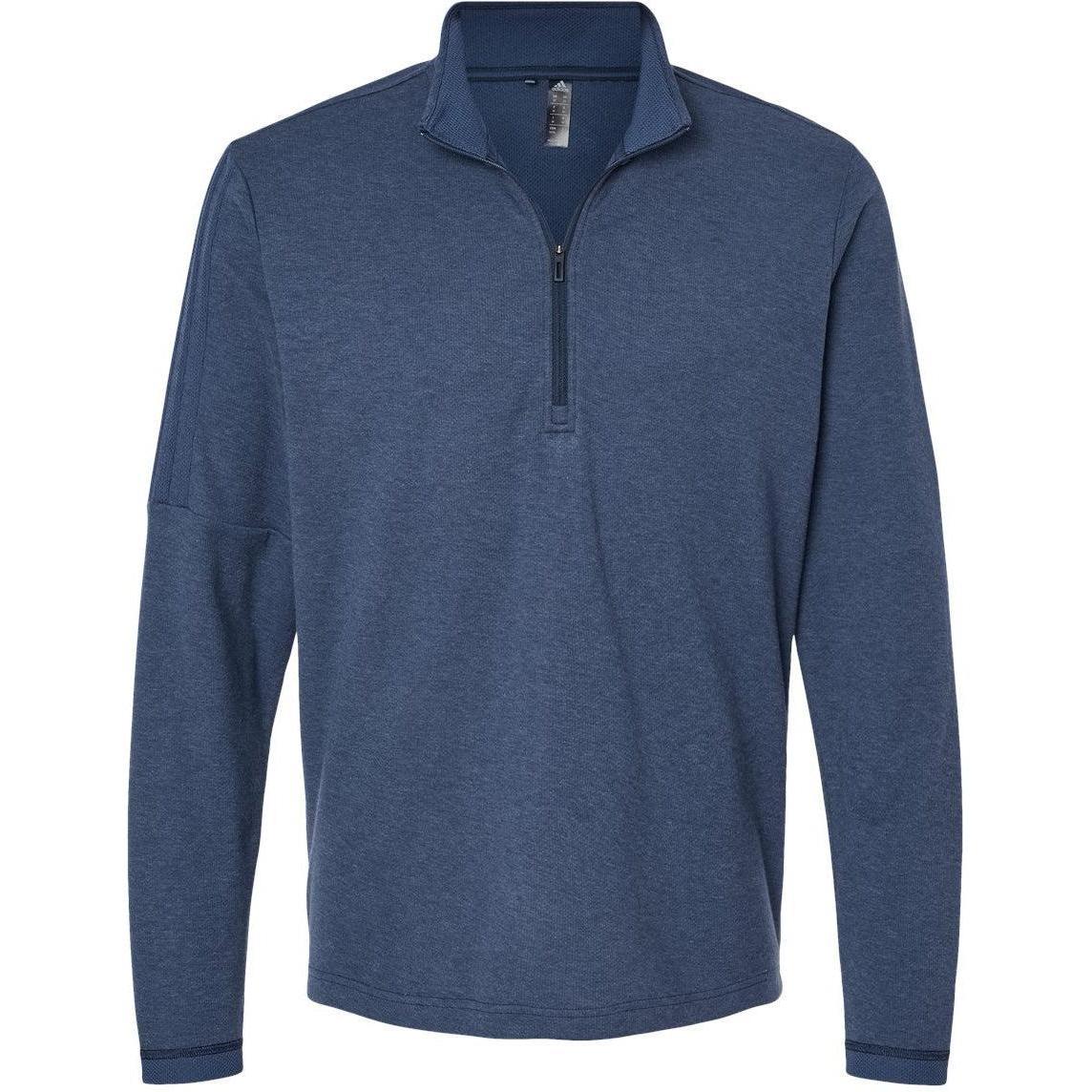 no-logo Adidas 3-Stripes Quarter-Zip Sweater-Apparel-Adidas-Collegiate Navy Melange-S-Thread Logic