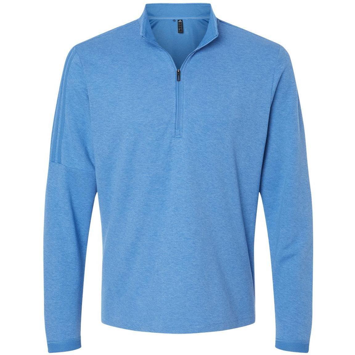 no-logo Adidas 3-Stripes Quarter-Zip Sweater-Apparel-Adidas-Focus Blue Melange-S-Thread Logic