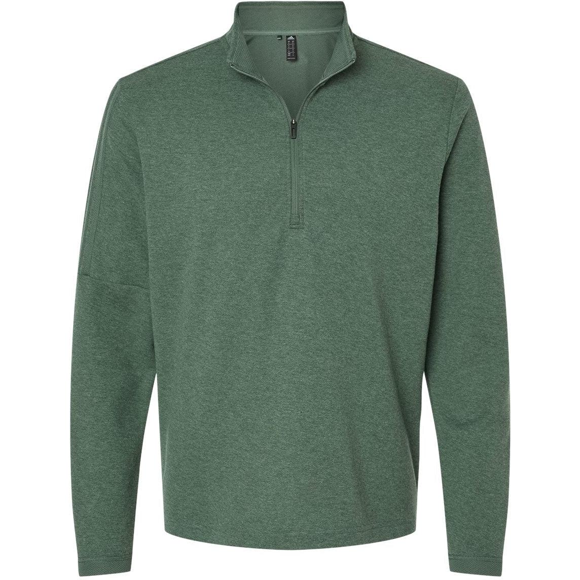 no-logo Adidas 3-Stripes Quarter-Zip Sweater-Apparel-Adidas-Green Oxide Melange-S-Thread Logic