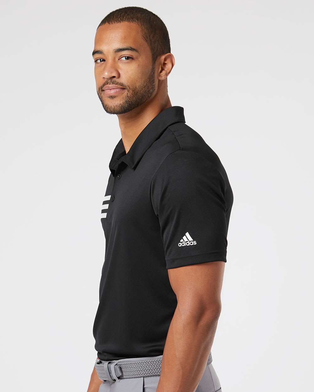 no-logo Adidas 3Stripes Shoulder Polo-Men's Polos-Adidas-Thread Logic