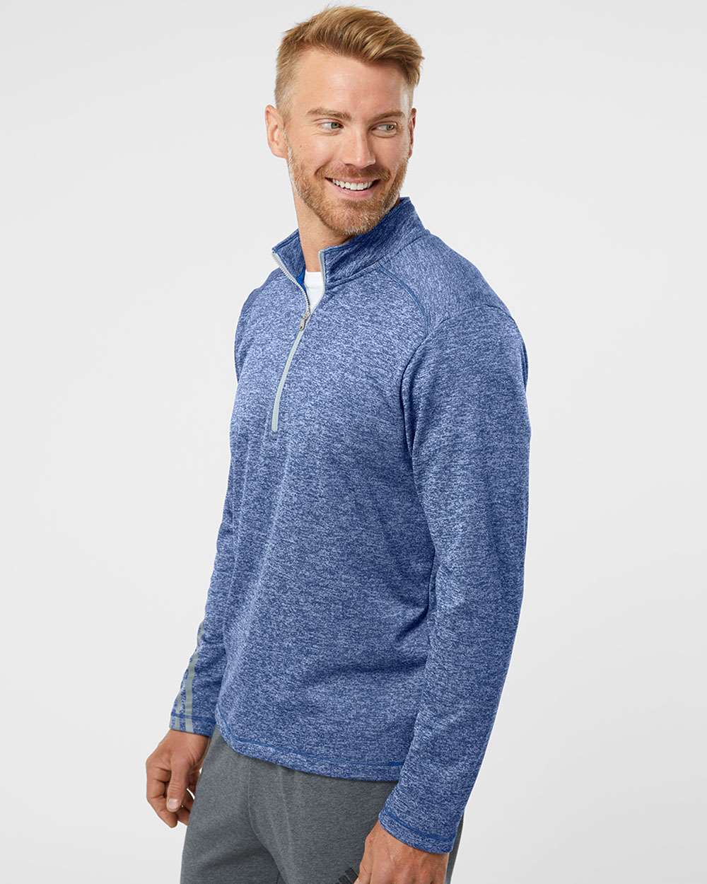 no-logo Adidas Brushed Terry Heathered QuarterZip Pullover-Men's Layering-Adidas-Thread Logic