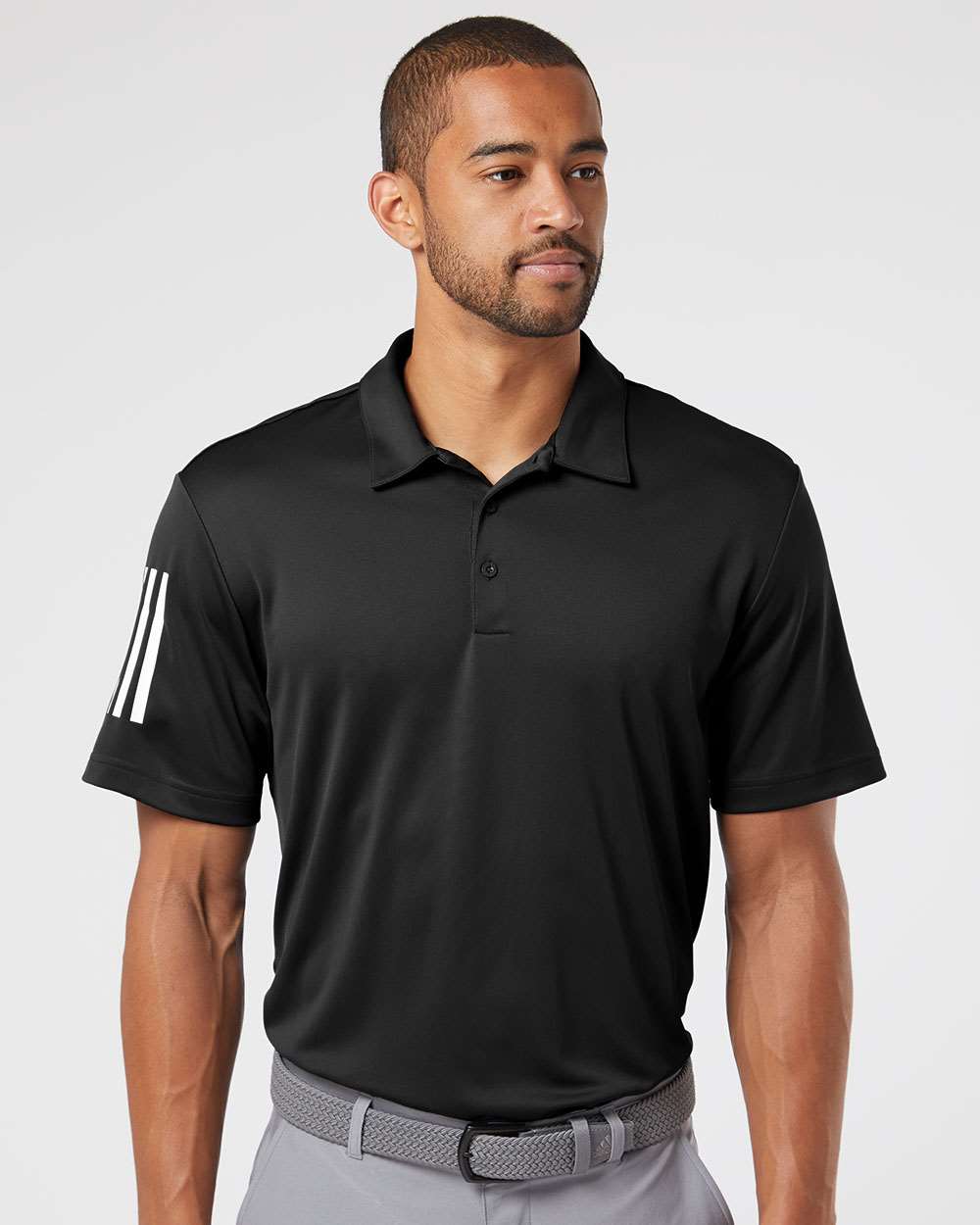 no-logo Adidas Floating 3-Stripes Sport Shirt -Men's Polos-Adidas-Thread Logic