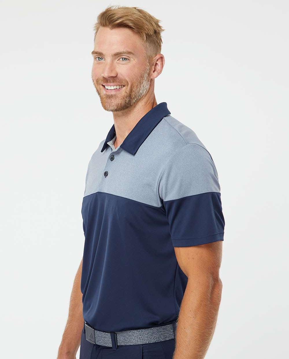 no-logo Adidas Heather 3Stripes Block Polo-Men's Polos-Adidas-Thread Logic