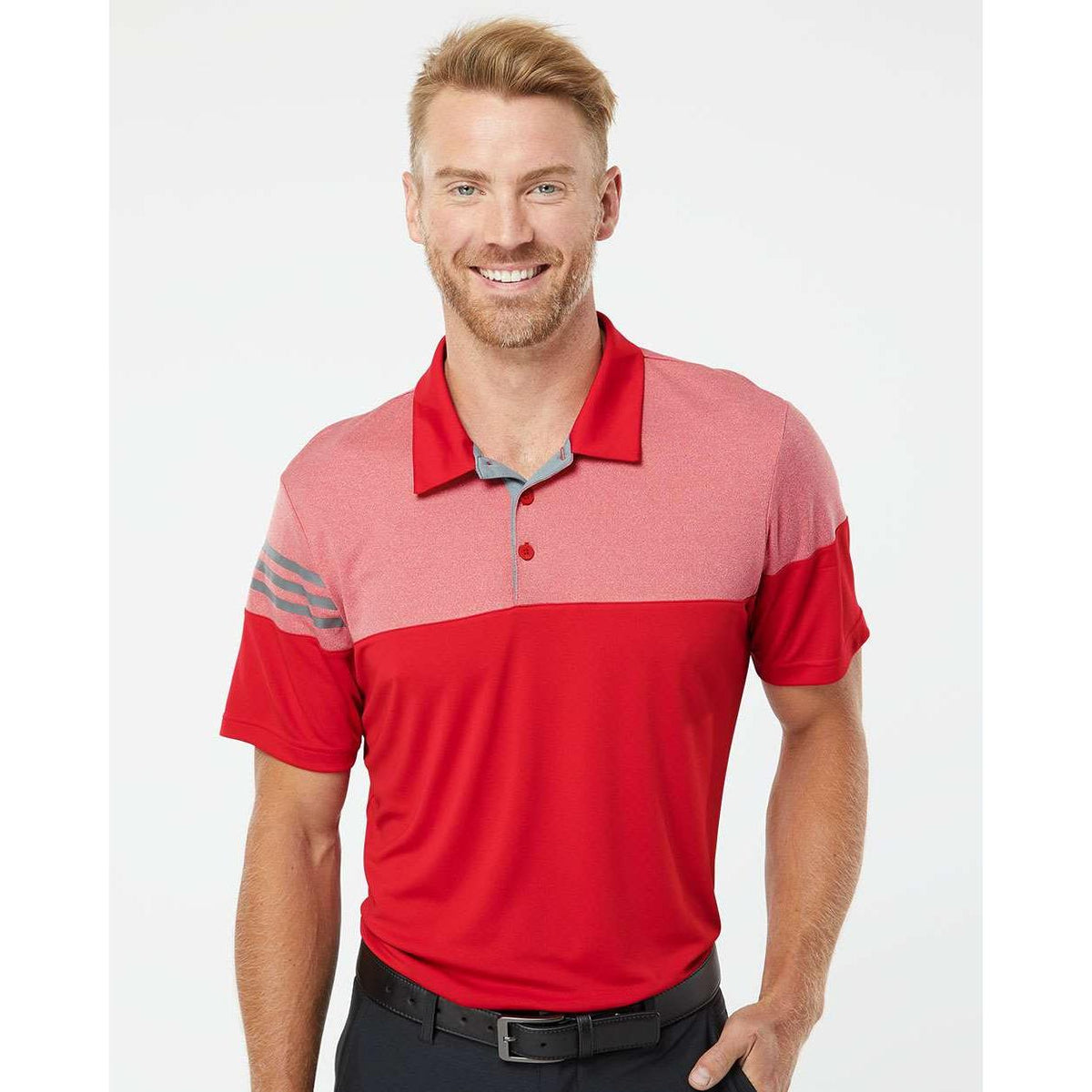 no-logo Adidas Heather 3Stripes Block Polo-Men's Polos-Adidas-Thread Logic