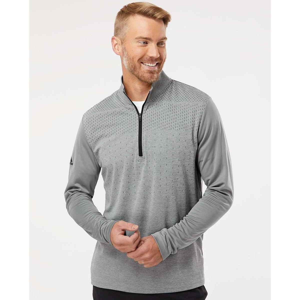 no-logo Adidas Heather Block Print Quarter-Zip Pullover-Outerwear-Adidas-Thread Logic