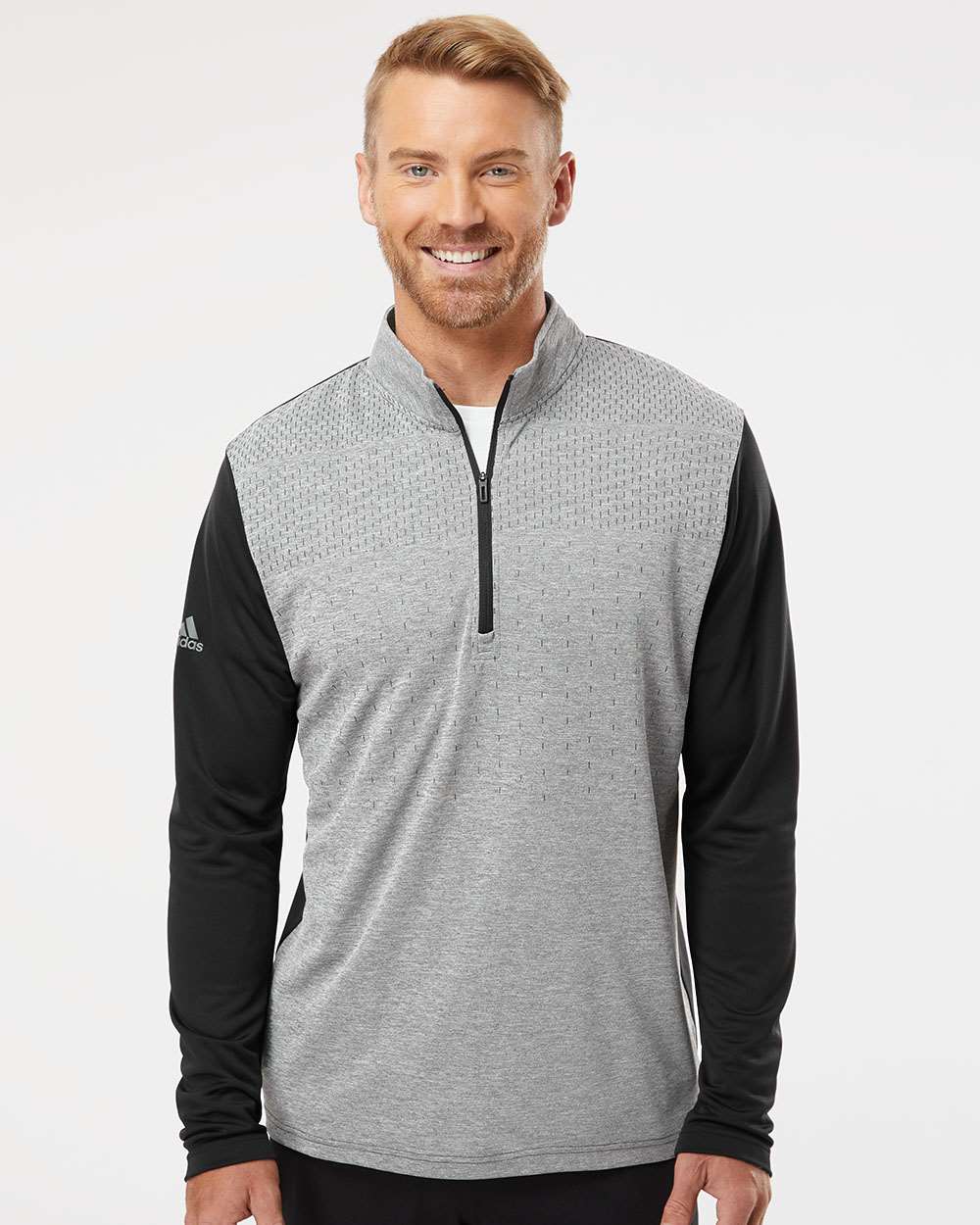 no-logo Adidas Heather Block Print Quarter-Zip Pullover-Outerwear-Adidas-Thread Logic