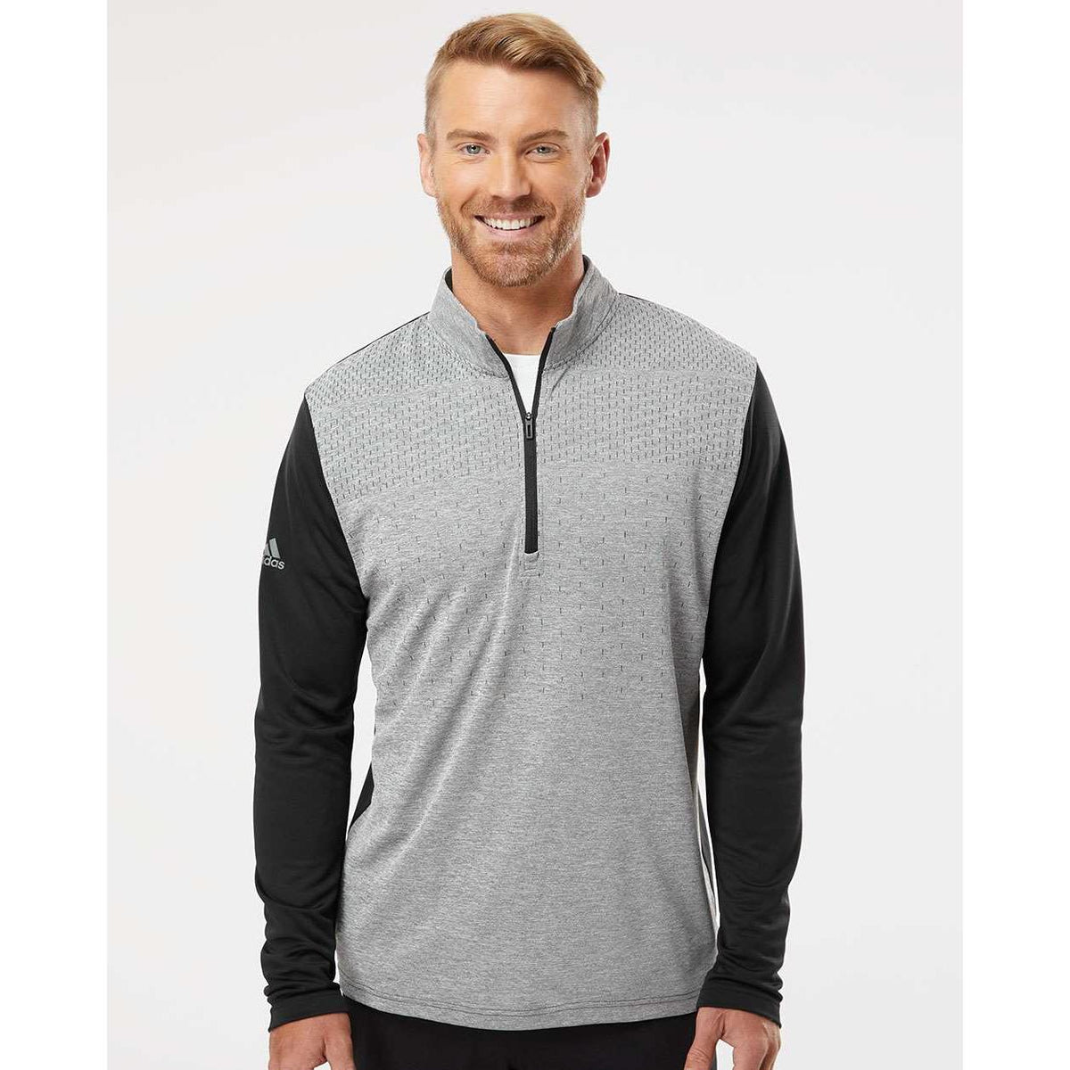 no-logo Adidas Heather Block Print Quarter-Zip Pullover-Outerwear-Adidas-Thread Logic