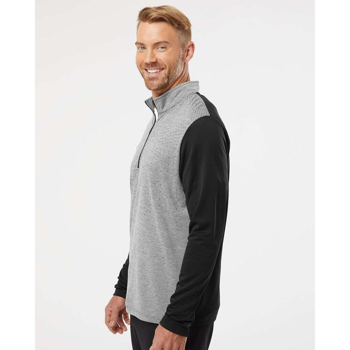 no-logo Adidas Heather Block Print Quarter-Zip Pullover-Outerwear-Adidas-Thread Logic