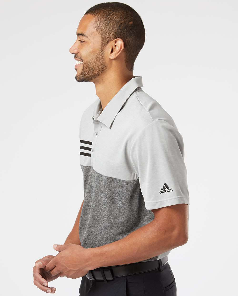 no-logo Adidas Heathered Colorblock 3-Stripes Sport Shirt-Men's Polos-Adidas-Thread Logic