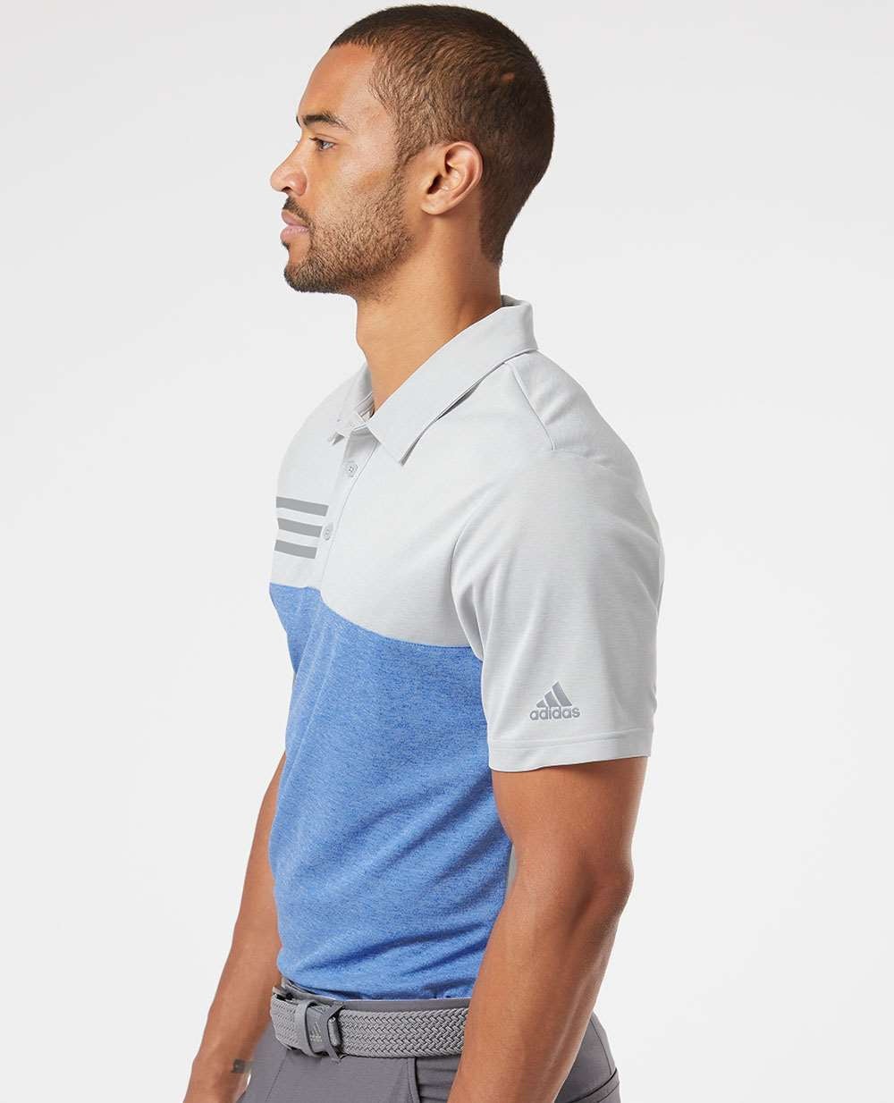no-logo Adidas Heathered Colorblock 3-Stripes Sport Shirt-Men's Polos-Adidas-Thread Logic