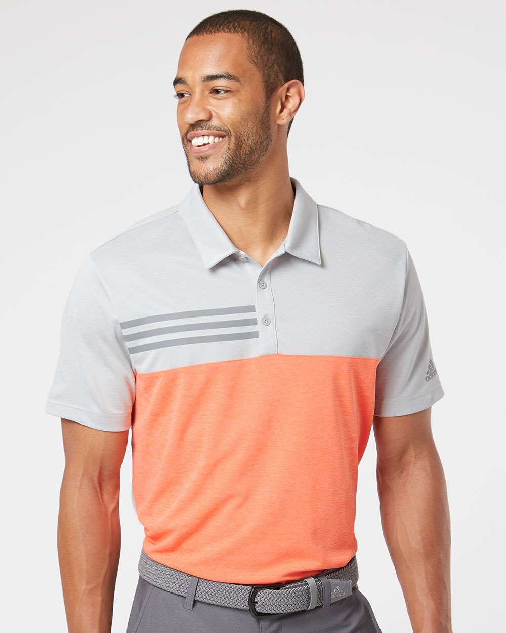 no-logo Adidas Heathered Colorblock 3-Stripes Sport Shirt-Men's Polos-Adidas-Thread Logic